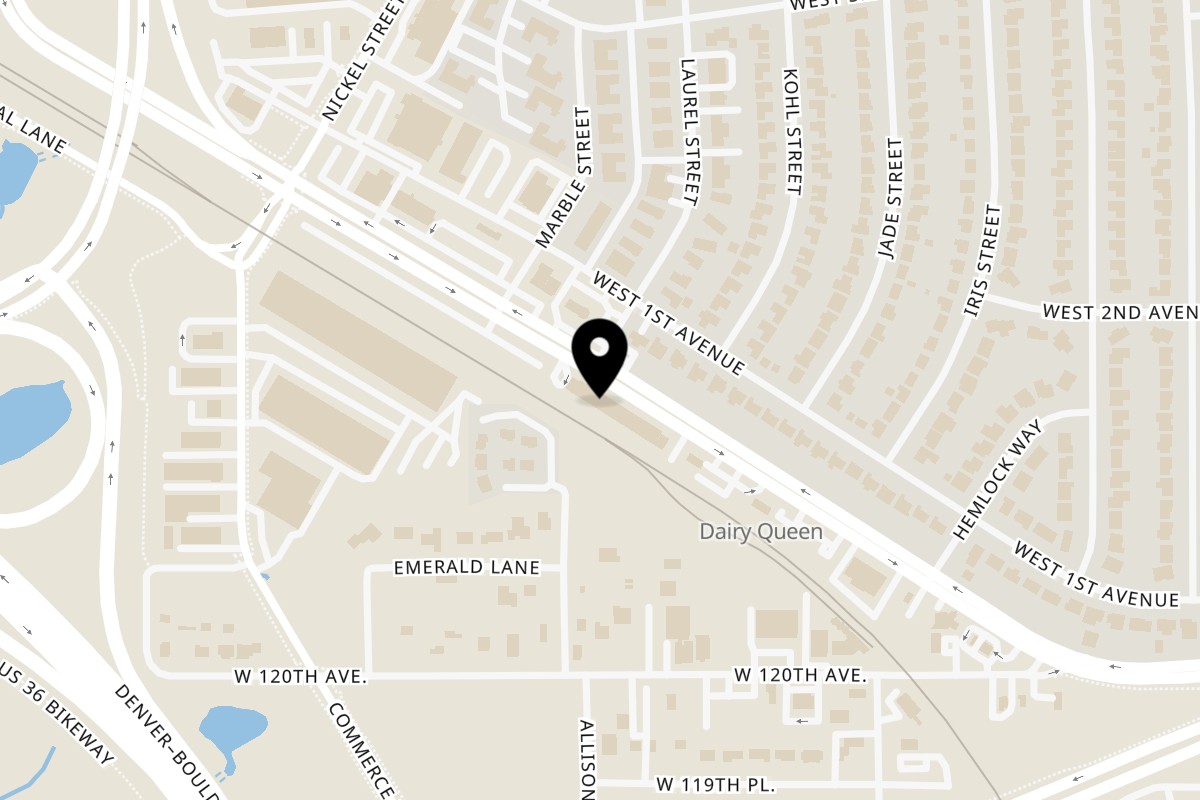 Map showing the location of Rock City Pie and Ice on 1386 US-287 in Broomfield